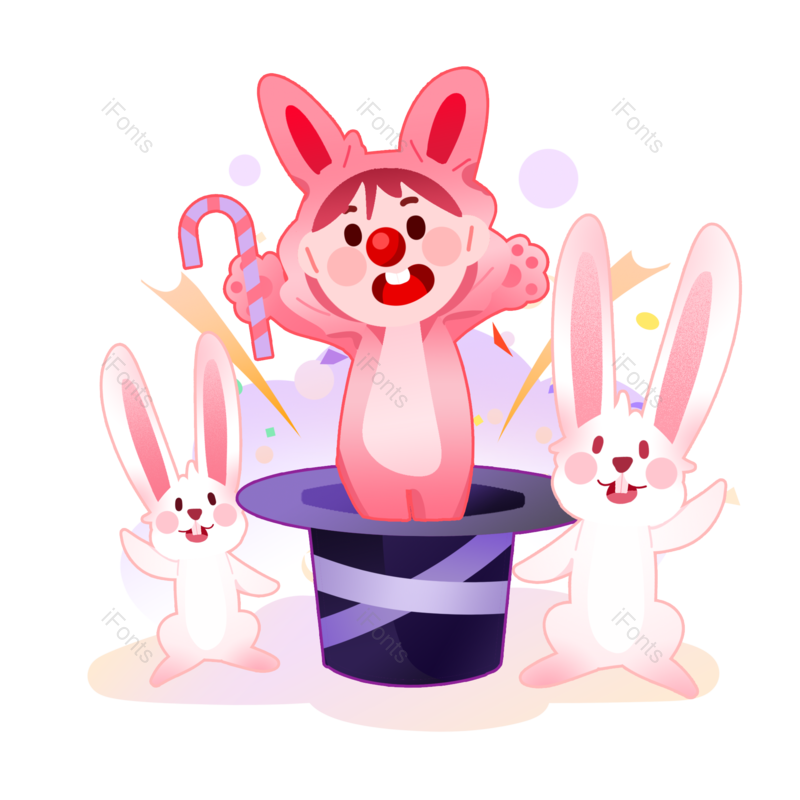 装饰图片,兔子元素,素材PNG,扁平免抠素材